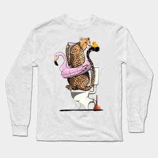 Cheetah on the Toilet Long Sleeve T-Shirt